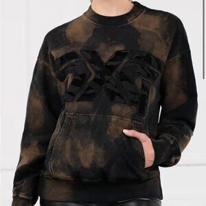 PXG Black Bleached Distressed Camo Logo Sweatshirt w/ Kangaroo Pocket, Size M